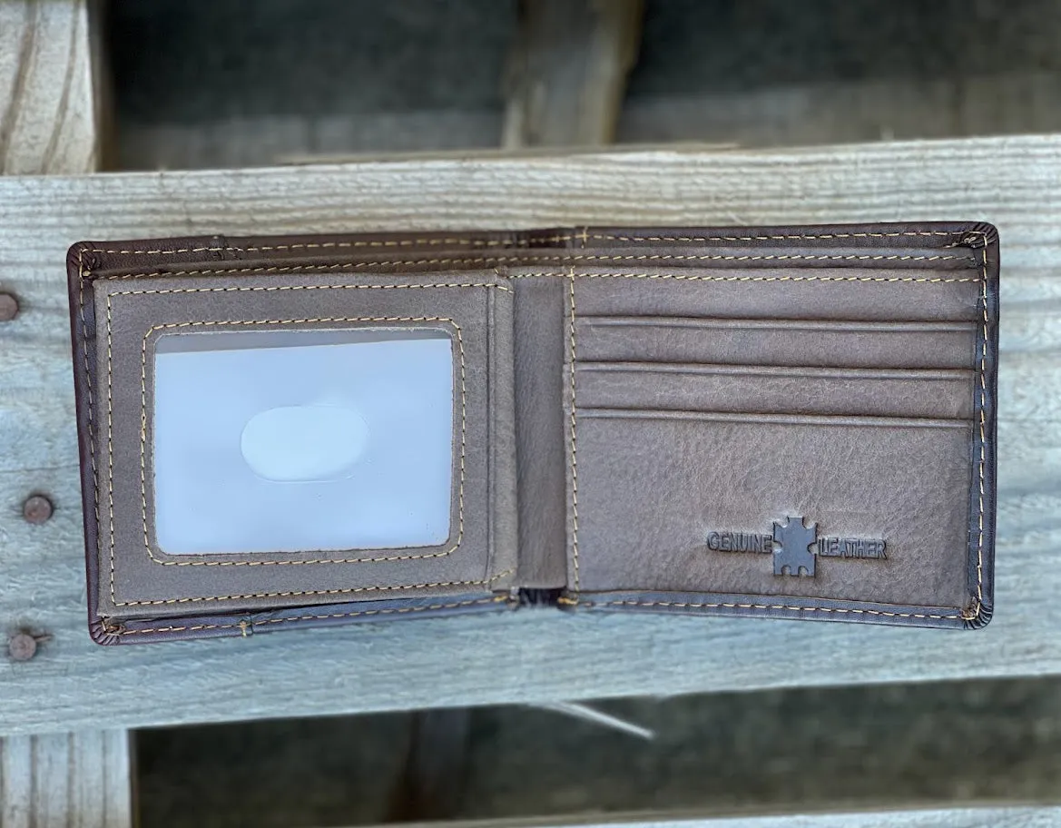 Top Notch Accessories 50100-3CF Coffee Praying Cowboy w/Turquoise Inlay Bi-Fold Wallet