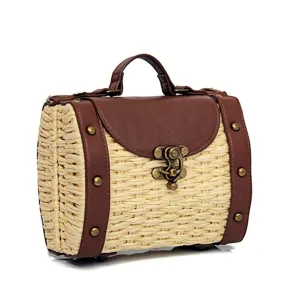 Treasure Chest Bohemian Handmade Straw Tote Bag