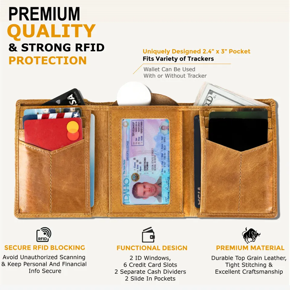 Trifold Freedom Wallet for Men with Air Tag