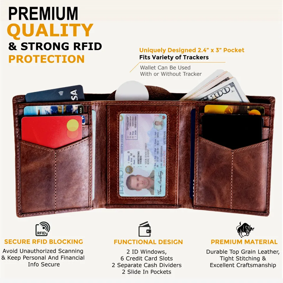 Trifold Freedom Wallet for Men with Air Tag