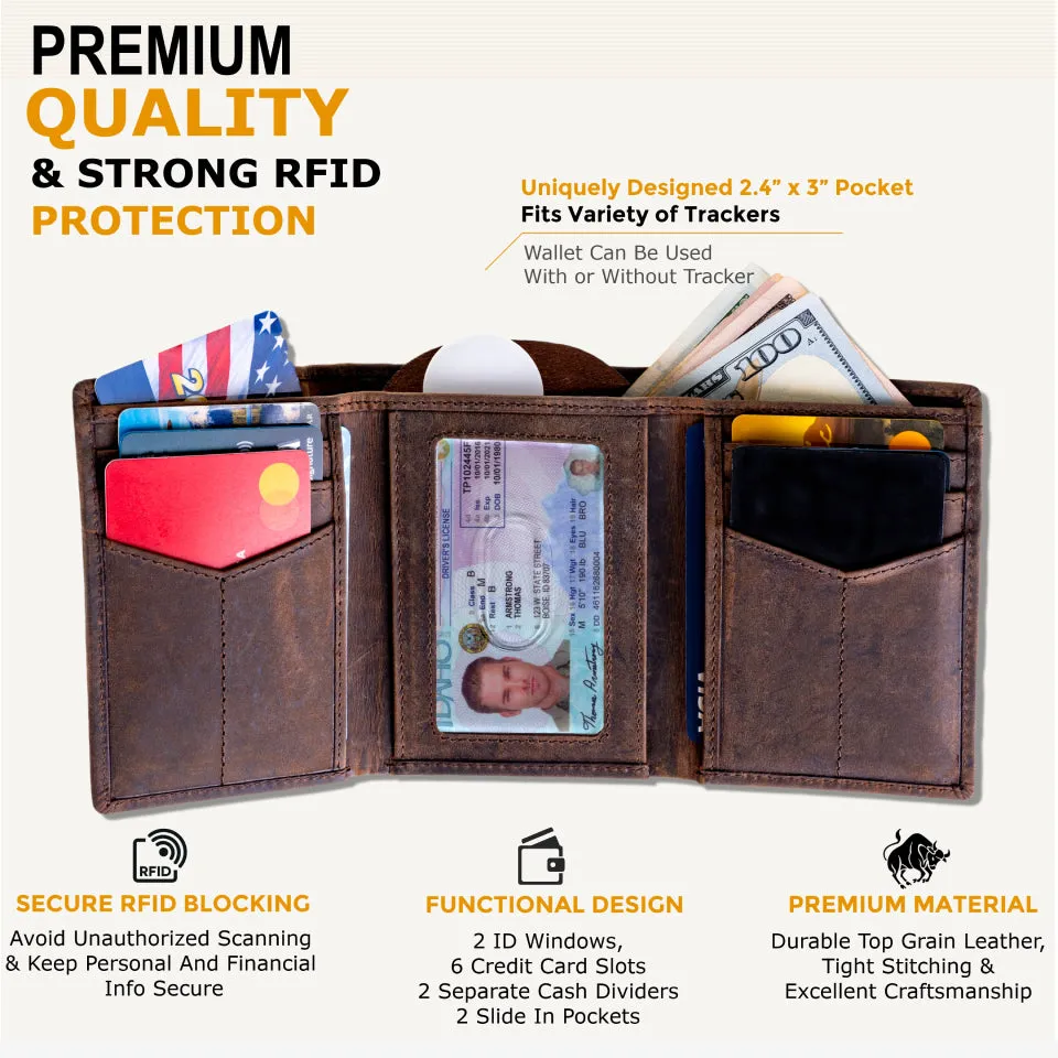 Trifold Freedom Wallet for Men with Air Tag