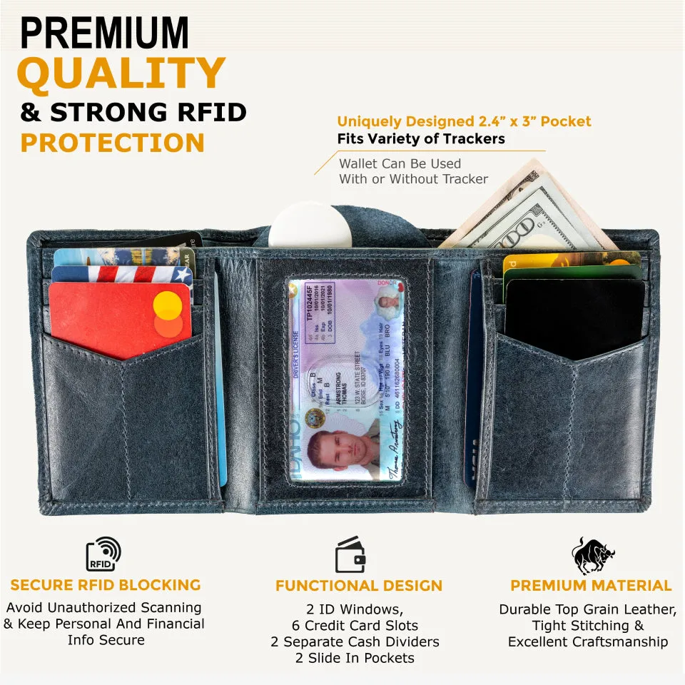 Trifold Freedom Wallet for Men with Air Tag