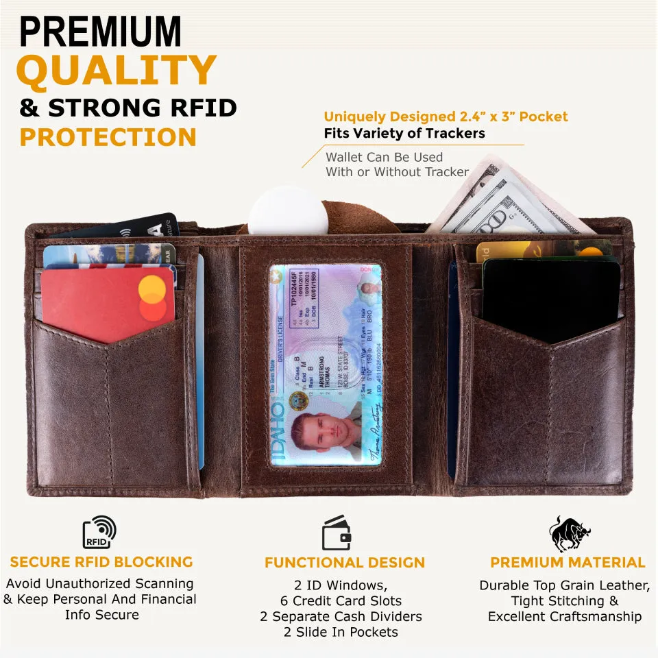 Trifold Freedom Wallet for Men with Air Tag