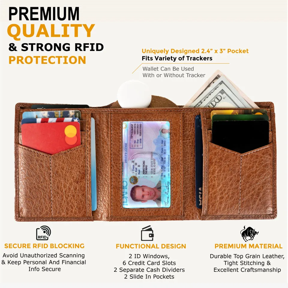 Trifold Freedom Wallet for Men with Air Tag