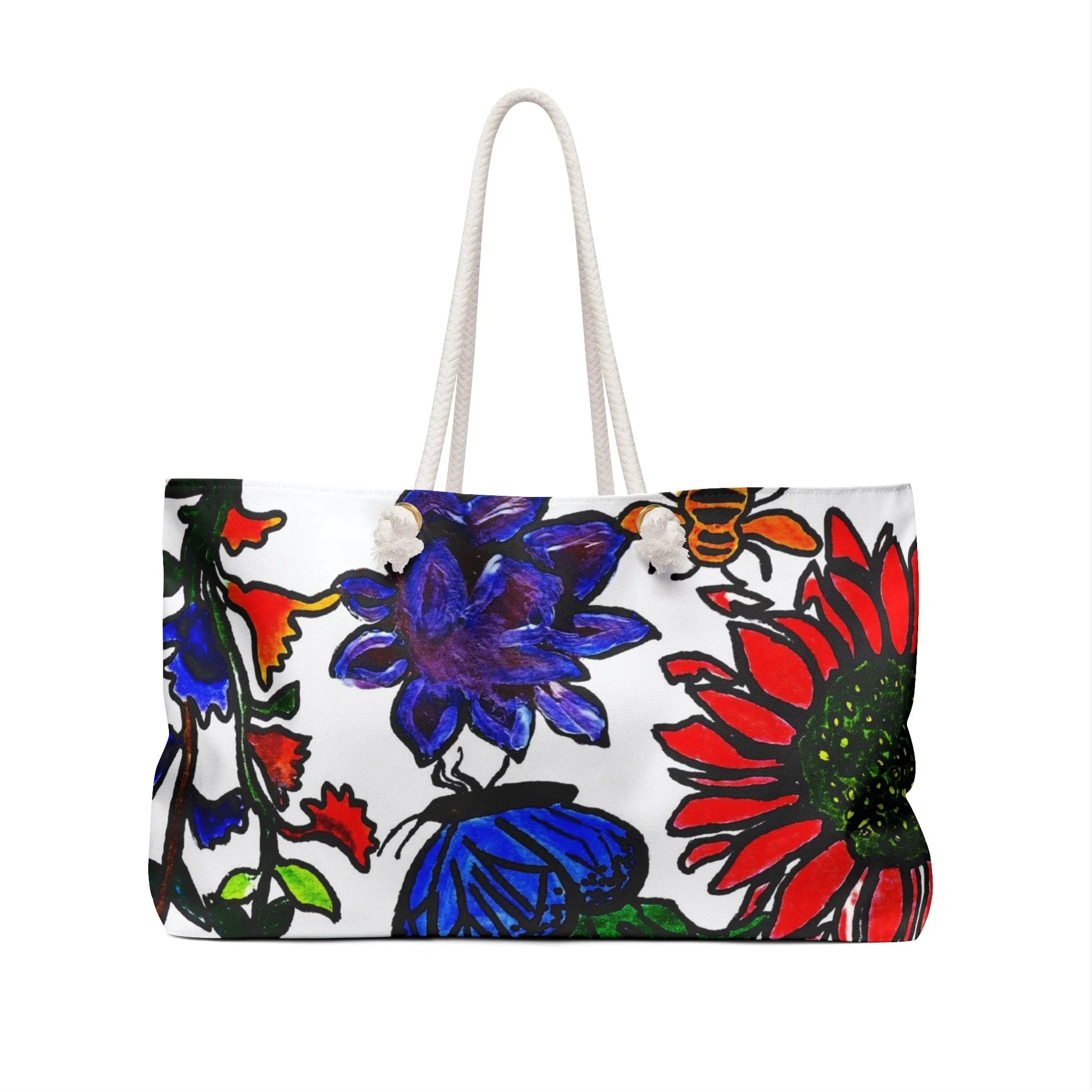 Unique Artisan Spring Floral Weekender Bag - Handmade Artwork Carryall