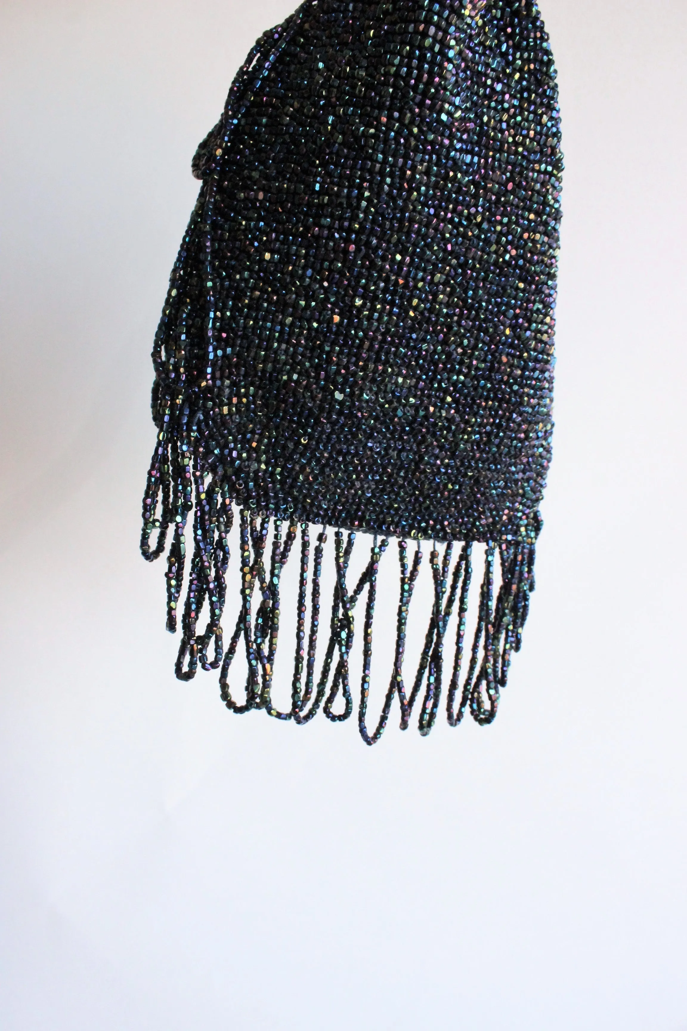 Vintage 1920s 1930s Blue Beaded Purse