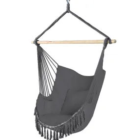 VOUNOT Hanging Hammock Chair with Cushions, Macrame Hammock Swing Chair for Garden, Bedroom, Patio, 265LBS Capacity, Grey