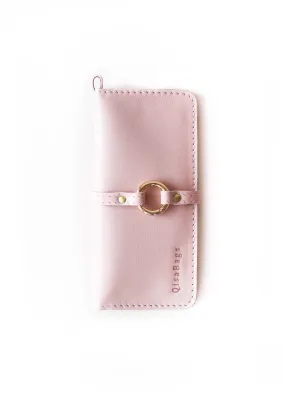 Women's Bifold Pink Leather Wallet - N01 - Ring Closure