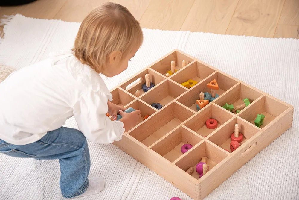 Wooden Treasures Super Set   Wooden Sorting Tray (14-Way) (Direct Shipping)