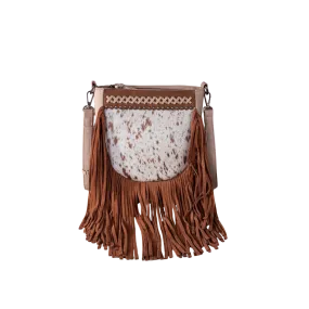 Wrangler Women's Trinity Ranch Hair On Cowhide Fringe Tan Crossbody Bag